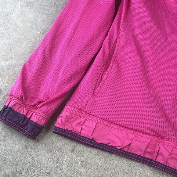 Nike Windbreaker Jacket Womens L Pink Purple Stripe Hooded Reversible Mesh - Picture 13 of 15